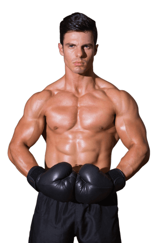 Caucasian Male Boxer with Gloves on Transparent Background