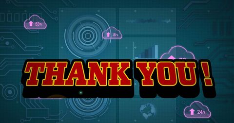 Thank you text over digital data background