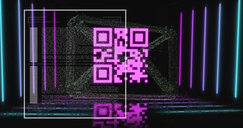 Digital QR Code Amidst Futuristic Data Processing - Download Free Stock Images Pikwizard.com