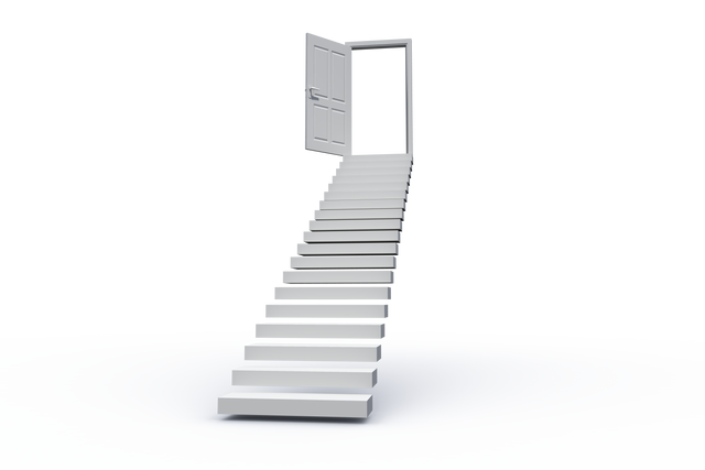 Stairs with Open Door on Transparent Background Indicating Success and Opportunity - Download Free Stock Videos Pikwizard.com