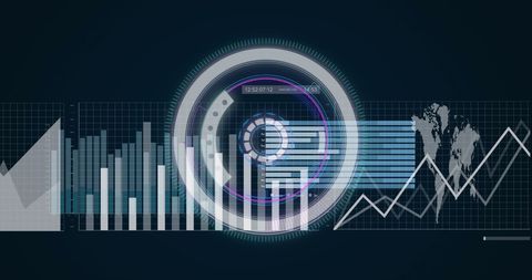 Futuristic Digital Interface with Data Analytics and Graphics - Download Free Stock Images Pikwizard.com