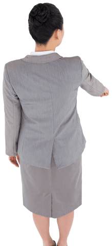 Back View of Professional Asian Businesswoman on Transparent Background