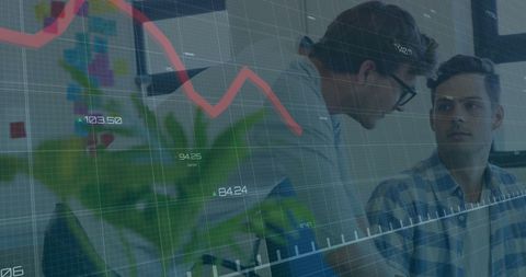 Business team analyzing financial growth trends