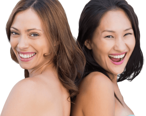 Happy Women Smiling Back-to-Back on Transparent Background