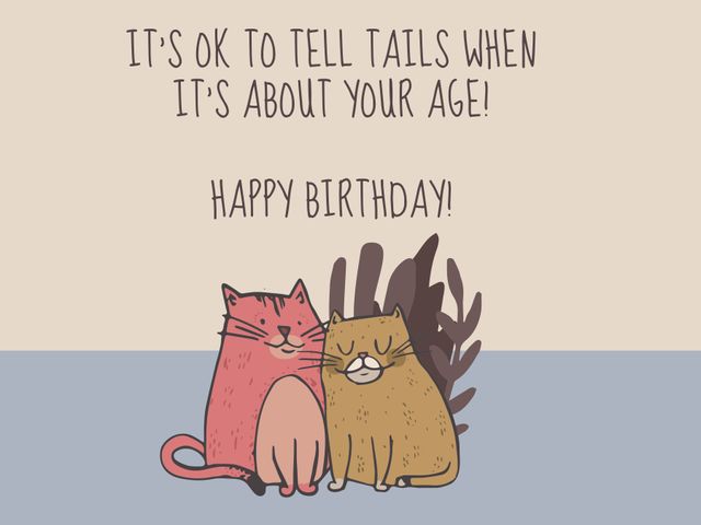 Cute Birthday Card with Cartoon Cats and Whimsical Text - Download Free Stock Templates Pikwizard.com