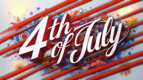 4th of July Patriotic Banner with Stars and Fireworks