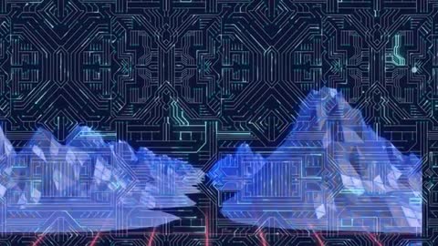 Futuristic Circuit Board Pattern with Abstract Geometric Shapes