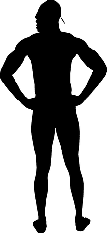 Silhouette of male swimmer on transparent background