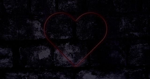 Red Neon Heart on Dark Brick Wall Emphasizing Love and Romance - Download Free Stock Images Pikwizard.com