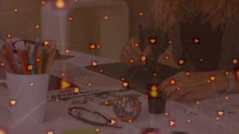 Creative Woman Engaging with Social Media Interface