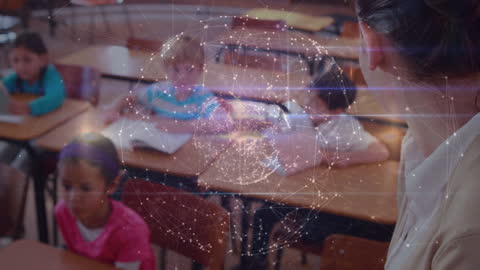 Teacher Observing Students in Tech-Enhanced Classroom