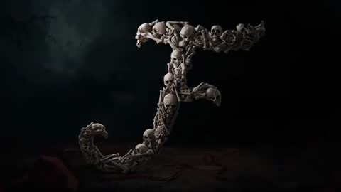 Falling Skeletal Letter F Amidst Dark Skies