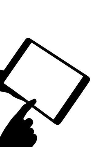 Hands using tablet on transparent background