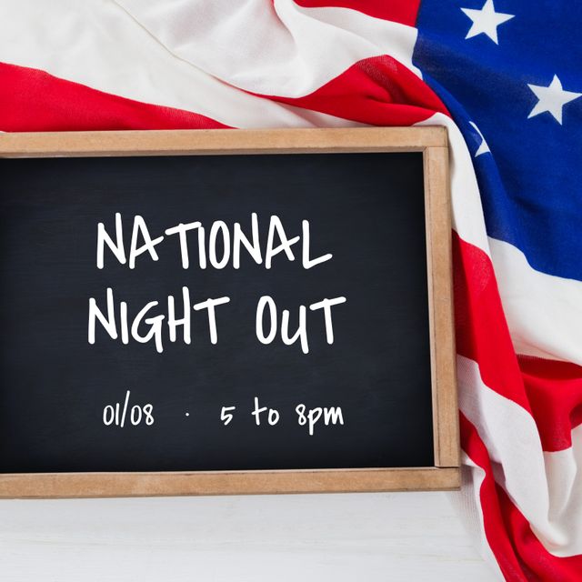 National Night Out Event Chalkboard with American Flag - Download Free Stock Templates Pikwizard.com