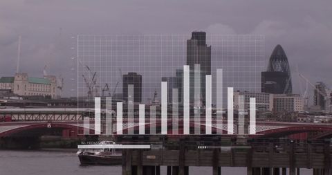Financial Data Processing Overlay on London Skyline - Download Free Stock Images Pikwizard.com