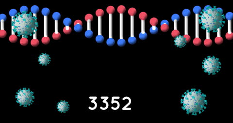 Digital DNA Strand with Virus Particles and Rising Statistic