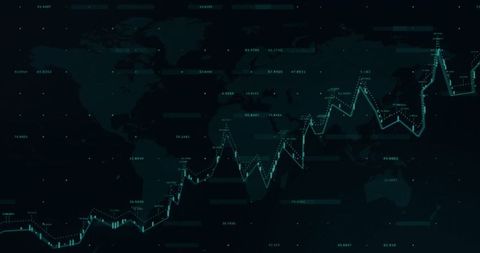 Turquoise Line Graph Tracking Global Economic Data on Dark Background - Download Free Stock Images Pikwizard.com