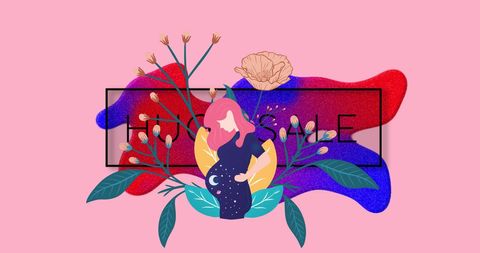 Colorful Huge Sale Announcement with Floral Illustrations - Download Free Stock Images Pikwizard.com