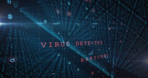 Cybercrime Warning with Binary Coding and Virus Detection - Download Free Stock Images Pikwizard.com