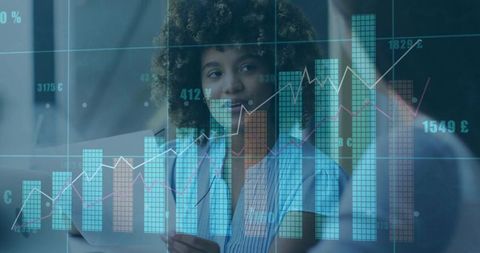 Professional Analyzing Financial Data Visualization on Tablet