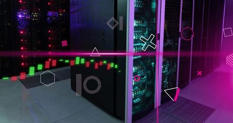 futuristic server room with digital interface and data graphics - Download Free Stock Images Pikwizard.com