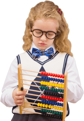 caucasian schoolgirl counting on an abacus transparent background - Download Free Stock Videos Pikwizard.com