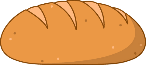 Cartoon style handcrafted bread on transparent background for bakery branding