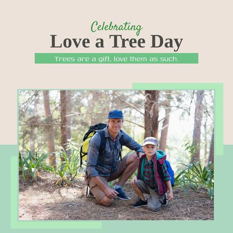 Father and Son Celebrate Love a Tree Day in Forest - Download Free Stock Templates Pikwizard.com