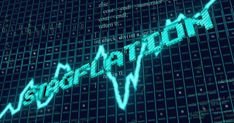 Stagflation displayed with financial data analysis background