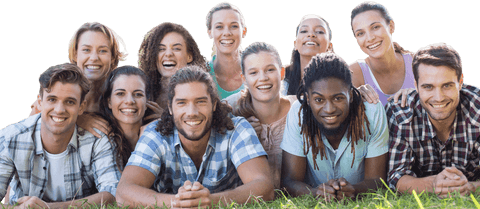 Diverse Group of Friends Smiling on Transparent Background