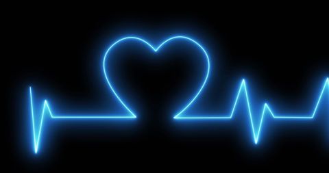 Glowing Heartbeat Line in Neon Blue on Black Background - Download Free Stock Images Pikwizard.com