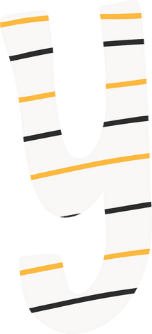 Stylized transparent letter y with yellow and black stripes