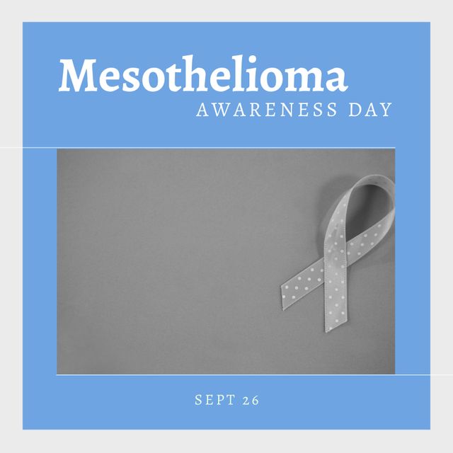 Mesothelioma Awareness Day Poster with Gray Ribbon on Blue Background - Download Free Stock Templates Pikwizard.com