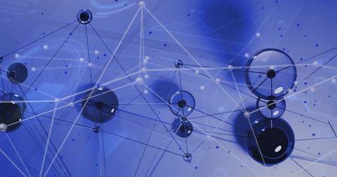 Futuristic abstract network with connected nodes in virtual space