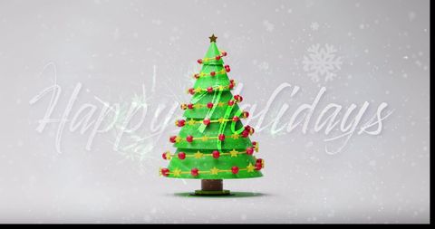 Festive Christmas Tree with Holiday Greetings on Grey Background - Download Free Stock Images Pikwizard.com