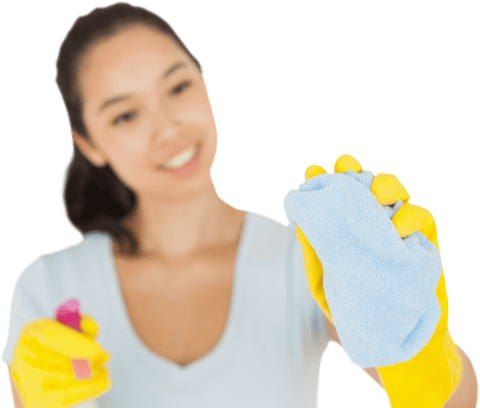 asian woman cleaning window with yellow gloves on transparent background - Download Free Stock Videos Pikwizard.com