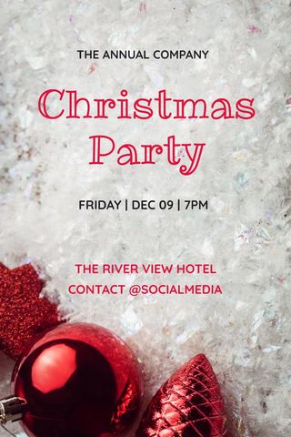 Festive Christmas Party Invitation with Sparkling Ornaments