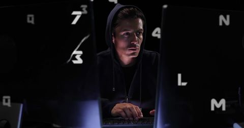 Mysterious Hacker in Dark Operative Environment - Download Free Stock Images Pikwizard.com