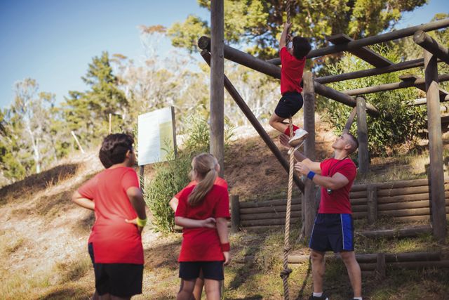 Perfect for illustrating outdoor fitness activities, promoting teamwork among children, or advertising youth sports programs. Can also be used in educational contexts for promoting physical education and healthy lifestyles.
