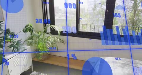 Sliding Grid Overlay with Animated Data Visualization in Minimalistic Studio