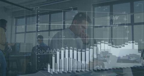 Business Professional Analyzing Data in Modern Open-Plan Office