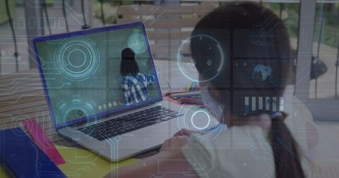 Online learning technology with futuristic interface elements