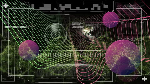 Futuristic Global Network Data Visualization with Digital Grid