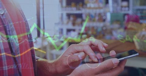 Hands of Man Engaging with Digital Finance Charts on Smartphone - Download Free Stock Images Pikwizard.com