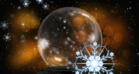 Enchanting Snowfall Over Festive Snow Globe