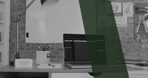 Modern Office Workspace with Laptop Displaying Data Code - Download Free Stock Images Pikwizard.com