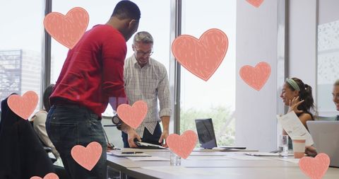 Team collaboration in creative workplace environment