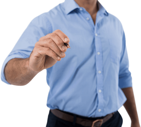 transparent man writing concept with pen and white background - Download Free Stock Videos Pikwizard.com