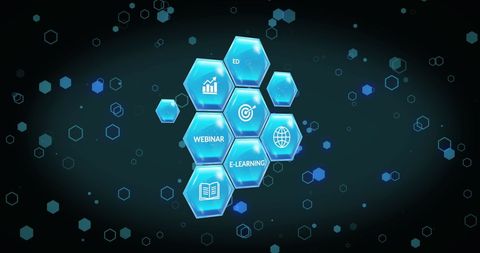 Digital Interface with Hexagonal Icons for Global Education - Download Free Stock Images Pikwizard.com