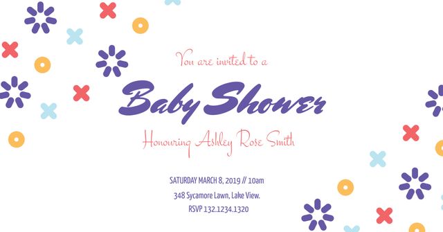 Playful Floral Baby Shower Invitation with Spring Theme - Download Free Stock Templates Pikwizard.com